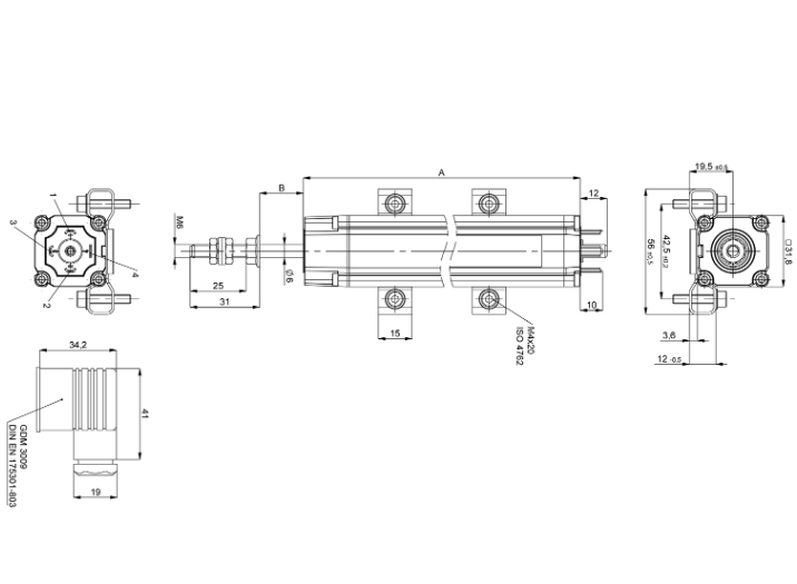 Régua Potenciométrica Novotechnik – LWH 29 Desenho técnico LWH